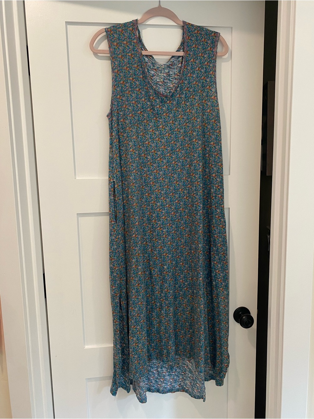 NATURAL LIFE Sleeveless Teal Floral Maxi Dress